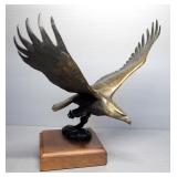 Brass Eagle In Flight Figurine, 9" High