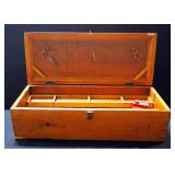 Vintage Tool Chest With Sliding Compartmented Inserts, 9.5" High x 34" Wide x 13.5" Deep