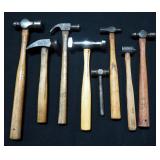 Vintage Hammer, Various Styles, Includes Ball Peen, Blocking, Claw, And More, Qty 8