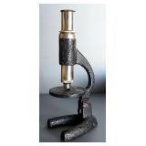 Vintage Microscope With Specimen Slides, Tools, Collecting Jar, And More, In Wood Case