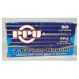 PPU 7.62mm Nagant Empty Brass, Approx Qty 49