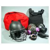 Riot Gear, Includes Helmet With Face Shield, Gas Masks, Extra Filter, Blackwater Gear Vest, And More