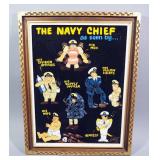 The Navy Chief Comedic Velvet Art, Framed, 28" High x 22" Wide