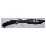 Drop Point Fixed Blade Knife, 12" Blade, In Leather Sheath