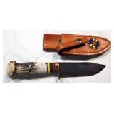 Fixed Blade Knives, Various Styles And Lengths, All In Leather Sheaths, Qty 3