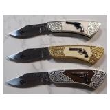 Franklin Mint Collector Knives Featuring Colt Handguns, Includes 1911 Automatic, 1890 Bisley, And 19