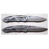 Buck Pilot Folding Knives, Qty 2, 1 With Serrated Edge, 3.25" Blades