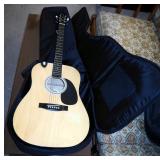 Squire By Fender 6 String Acoustic Guitar, Model 093-0300-021, Includes Carry Case