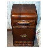 Antique Waterfall Style Single Door Side Table, 26.5" x 15.25" x 16"