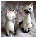 Vintage Siamese Porcelain Cat Figures, Qty. 2