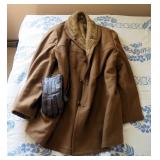 Vintage Bonds Fifth Avenue Wool And Faux Fur Collar Coat, Size 52, And Leather Gloves