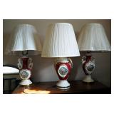 Vintage George And Martha Washington Matching Table Lamps, Qty 3, 29" Tall
