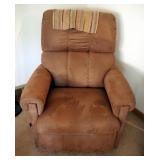 Lazy Boy Upholstered Rocking Recliner, 38" x 32" x 35" And Upholstered Ottoman, 12" x 14" x 14"