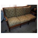 Wood Framed 3 Cushion Sofa, 33" x 75" x 33"