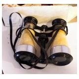 Antique Opera Glasses, With Mother Of Pearl Inlay, And Adjustable Focus Filed Binoculars