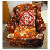 Montgomery Ward Upholstered Accent Chair, 31" x 35" x 37", And Matching 3 Cushion Sofa