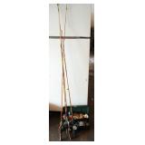 Vintage Tackle Box Including Lures Some In Original Boxes, Bobbers, Weights, Vintage Fishing Poles, 