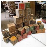 Antique Wood Letter Blocks, Small And Large, Qty 28