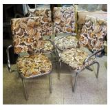 Retro Metal Framed Dining Chairs With Upholstered Seats And Backs, 2 With Arms, 35" x 23" x 20"