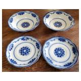 W.H Grindle Of Staffordshire Lorne Flow Blue 7" Bowls, Qty 2, And 7" Saucers, Qty 2