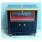 Asian Rolling Bar / Buffet Sideboard With Slide Out Tabletop, 28.5" x 33" x 20"