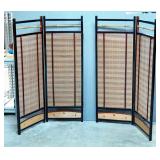 Asian 4 Panel Wood And Bamboo Screen, 46" x 64"