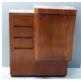 Mid-century Modern Solid Wood 3 Drawer Bar Cabinet With Flip Top Tabletop, 36.5" x 32.5" x 13"