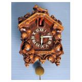 Antique German Porcelain Enameled 8 Day Wind-Up Clock With Key, And Lux Clock Mfg. Cuckoo