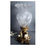 Vintage Lamp Assortment, Including Brass And Glass Cherub Lamp, Candlestick Lamp, And Picture Lights
