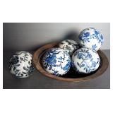 Hand-Decorated 8" Tall Ceramic Planter With Raised Figures, 7" Cobalt Blue Hatpin Holder, Cobalt Blu