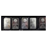 US State Fine Silver Bars, Full Troy oz, Qty 5 (Total Of 5 Troy Ounces), Stamped With Kansas State I