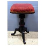 H.D. Bentley Antique Piano Stool, Top Spins To Adjust Height, Padded Seat, Metal Feet, Wood Pedestal