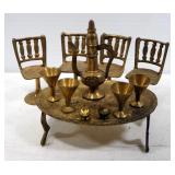 Brass Doll Furniture, Includes Coffee Table, Chairs, And More