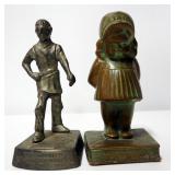 Girl Standing On A Book Metal Figurine, 6" High, And Steel Worker Metal Figurine Armco Steel Safety 