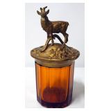 Tobacco Jar With 3-Dimensional Elk Metal Lid