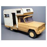 Metal Trucks, Includes Hubley (Qty 2, 1 Is Missing A Pair Of Wheels), Nylint Trailer, And Camper