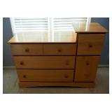 Solid Wood Four Drawer Dresser With Side Cabinet, 38in x 50in x 18in