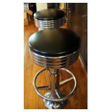 Retro Upholstered Seat Bar Stools With Foot Rests, 29" Seat Hight, 2 With Backs, 3 Without, Bidder R