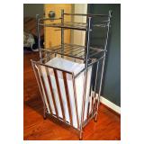 Wood Suit Valet, Shoe Racks Qty 2, And Metal Framed Hamper With Shelves 34.75in x 16in x 11in