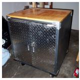 Rolling Metal 2 Door Locking Cart, With Key, Includes Car Care Products