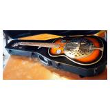 Rogue Classic Spider Resonator Sunburst Squareneck Guitar With Automatic Tuner And Hard Sided Gator 