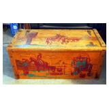 Vintage Painted Wood Toy Chest, 12.5" x 28.5" x 14"