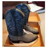 Justin Black Iguana Lizard Cowboy Boots, Size 11D And Tony Lama Leather Cowboy Boots Size 11D, With 