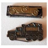 Brass Dump Truck And Classic Convertible Pocket Knives