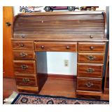 Roll Top 5 Drawer Desk, 41.5" x 44" x 18"
