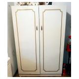 Vintage Metal 2 Door Wardrobe Cabinet Including Hangers, And Shoe Organizer, 63" x 42" x 20"