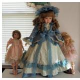 Geppedo Bellarine 818/2610, 15" Tall, Unmarked Ballerina 17" Tall, And Southern Bell On Stand 24" Ta