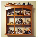 Wood Wall Shelf Including Puppy Dog Figurines