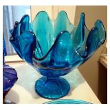 Cobalt Blue And Aqua Marine Collectibles, Lamps, Candy Dish And More