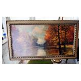 Robert Wood "By The Sawkill" Lithograph, 46" x 26" In Carved Wood Frame